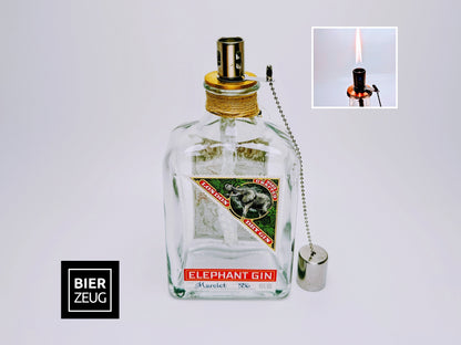 Gin Öllampe “Elephant“ | Handgemachte Öllampe aus Elephant Gin Flaschen | Upcycling | Handgemacht | Individuell | Geschenk | Deko | H:20cm