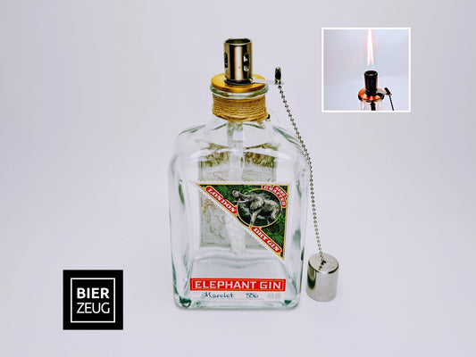 Gin Öllampe “Elephant“ | Handgemachte Öllampe aus Elephant Gin Flaschen | Upcycling | Handgemacht | Individuell | Geschenk | Deko | H:20cm