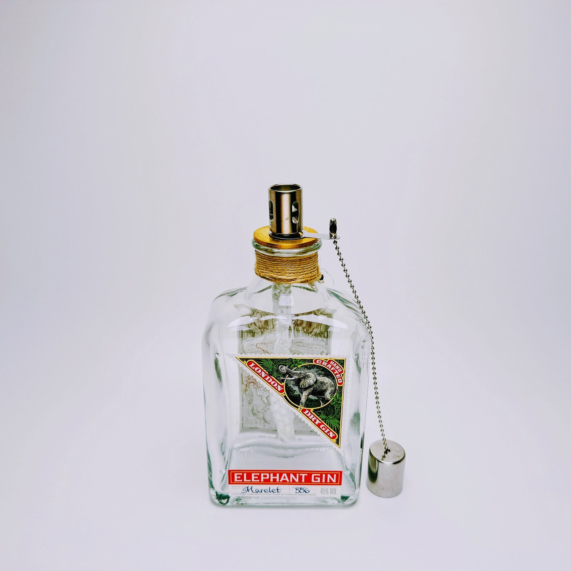 Gin Öllampe “Elephant“ | Handgemachte Öllampe aus Elephant Gin Flaschen | Upcycling | Handgemacht | Individuell | Geschenk | Deko | H:20cm