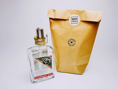 Gin Öllampe “Elephant“ | Handgemachte Öllampe aus Elephant Gin Flaschen | Upcycling | Handgemacht | Individuell | Geschenk | Deko | H:20cm