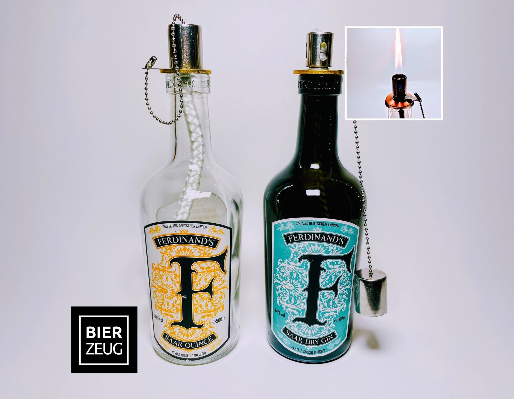 Gin Öllampe “Ferdinand“ | Handgemachte Öllampe aus Ferdinand Gin Flaschen | Upcycling | Handgemacht | Individuell | Geschenk | Deko | H:25cm