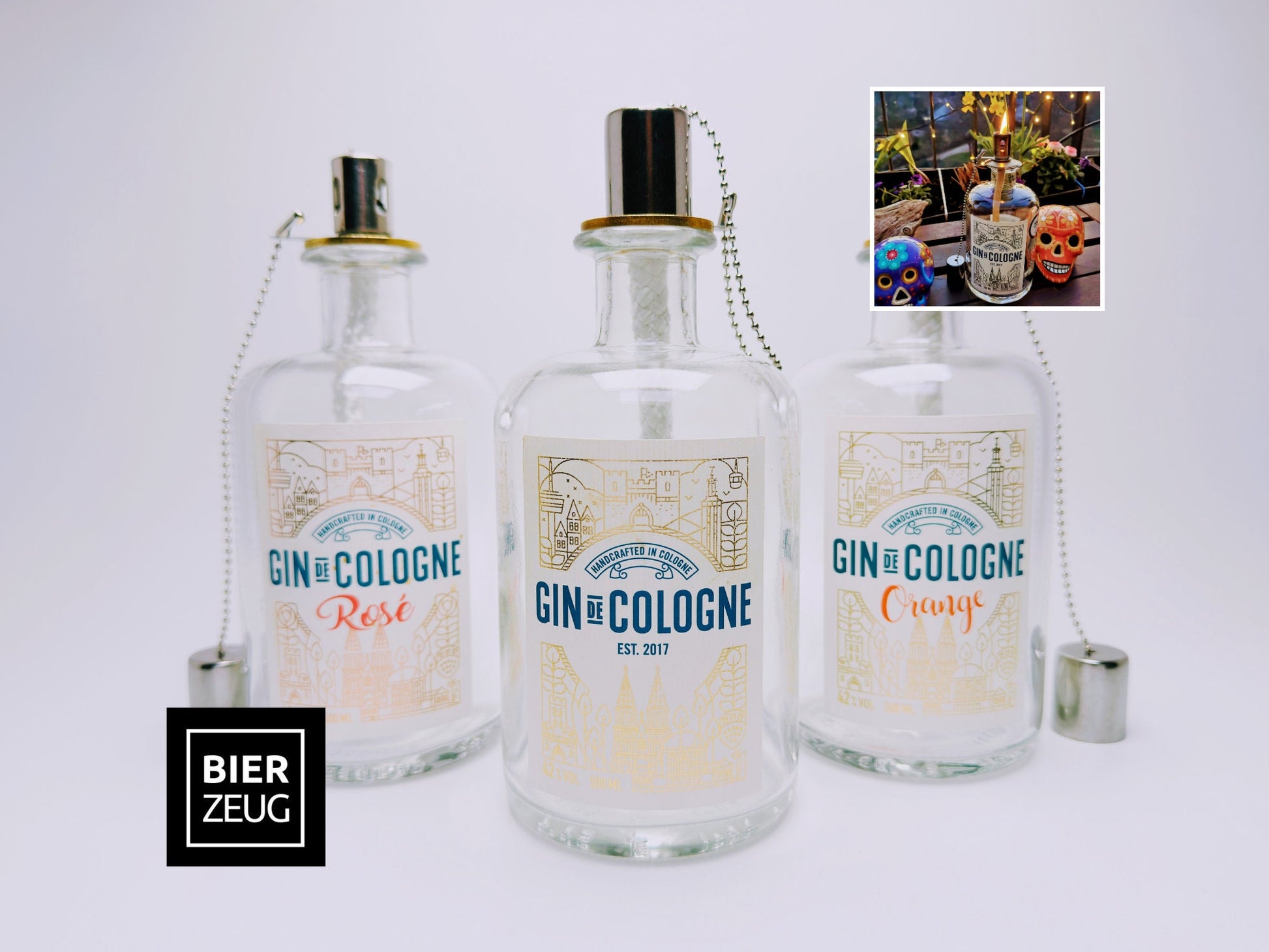 Gin Öllampe “Gin de Cologne“ | Handgemachte Öllampe aus Gin de Cologne Flaschen | Upcycling | Handgefertigt | Individuell | Geschenk | Deko
