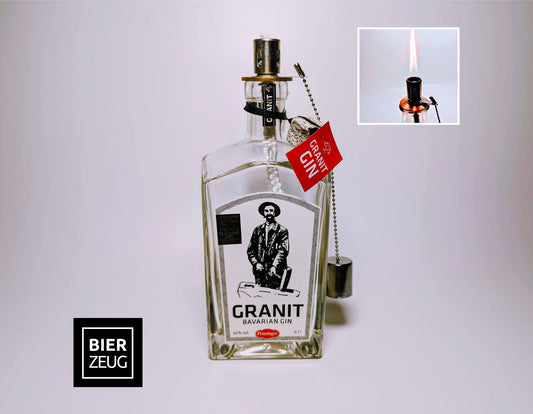 Gin Öllampe “Granit“ | Handgemachte Öllampe aus Granit Gin Flaschen | Upcycling | Handgefertigt | Individuell | Geschenk | Deko | H:24cm