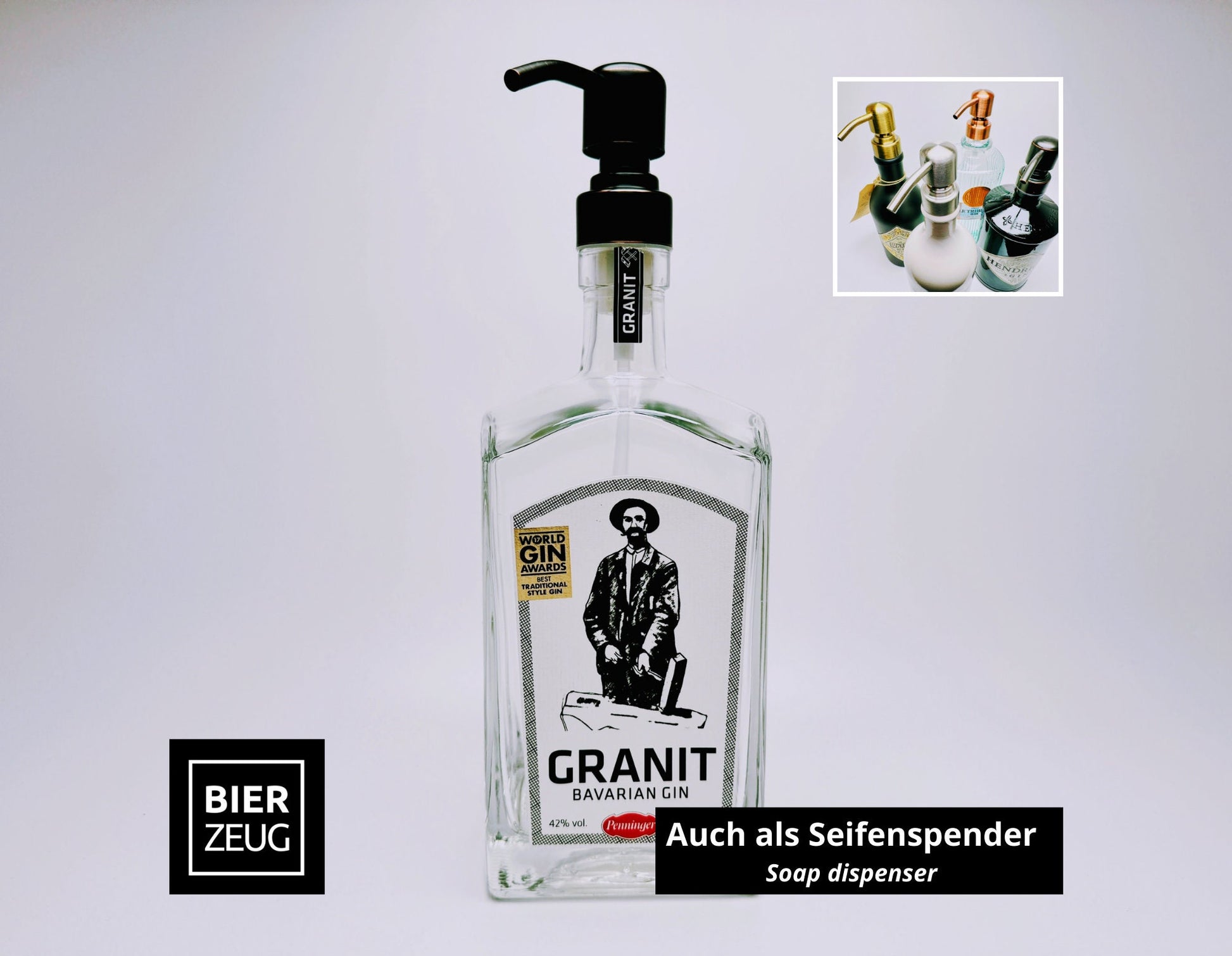 Gin Öllampe “Granit“ | Handgemachte Öllampe aus Granit Gin Flaschen | Upcycling | Handgefertigt | Individuell | Geschenk | Deko | H:24cm