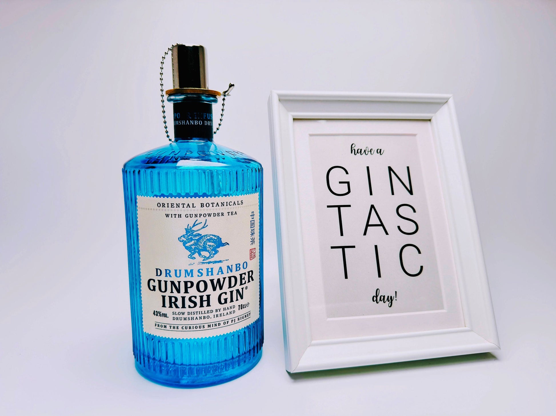 Gin Öllampe “Gunpowder“ | Handgemachte Öllampe aus Gunpowder Gin Flaschen | Upcycling | Handgefertigt | Individuell | Geschenk | Deko | H:20
