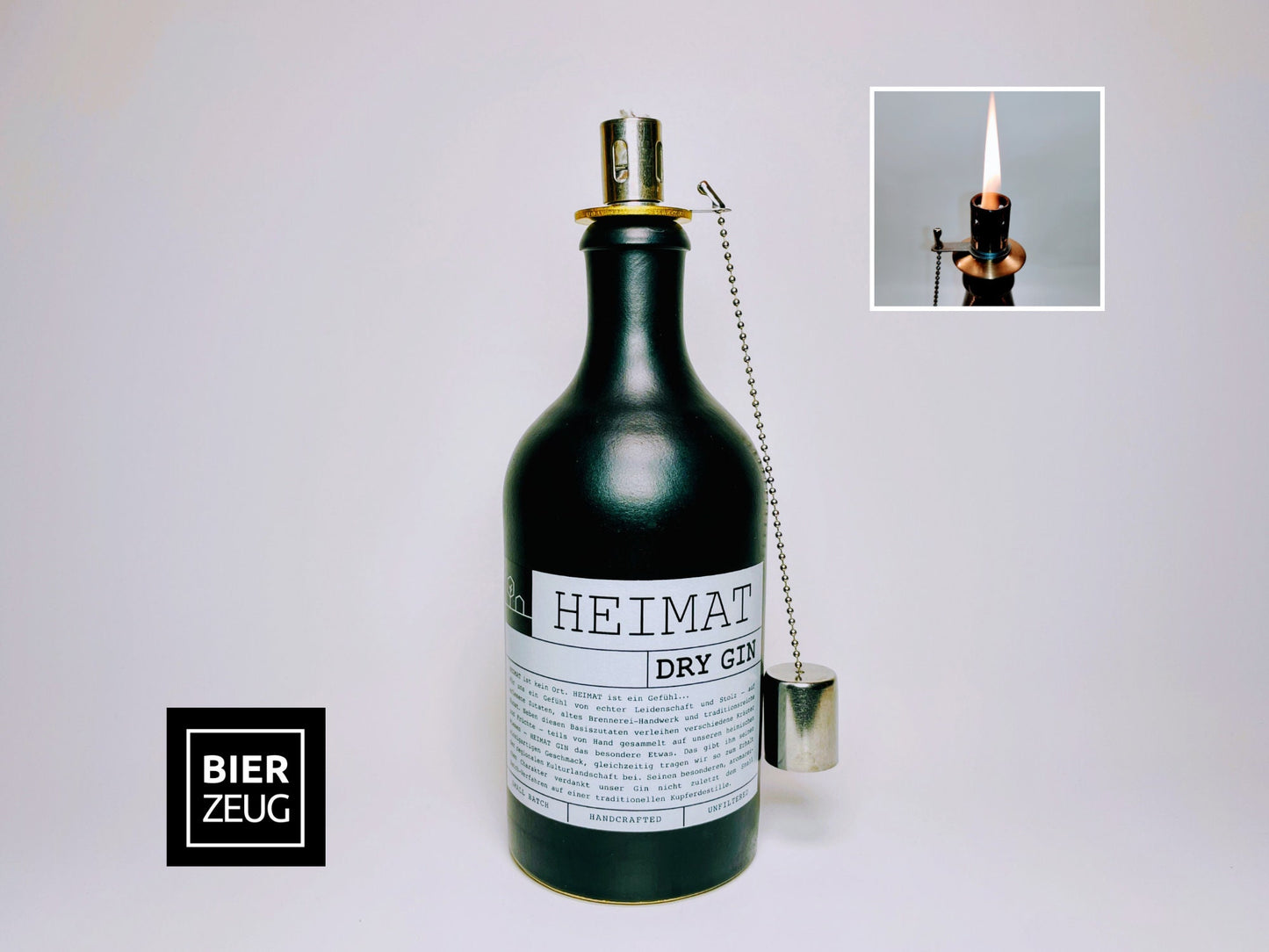 Gin Öllampe “Heimat“ | Handgemachte Öllampe aus Heimat Gin Flaschen | Upcycling | Handgemacht | Individuell | Geschenk | Deko Balkon Garten