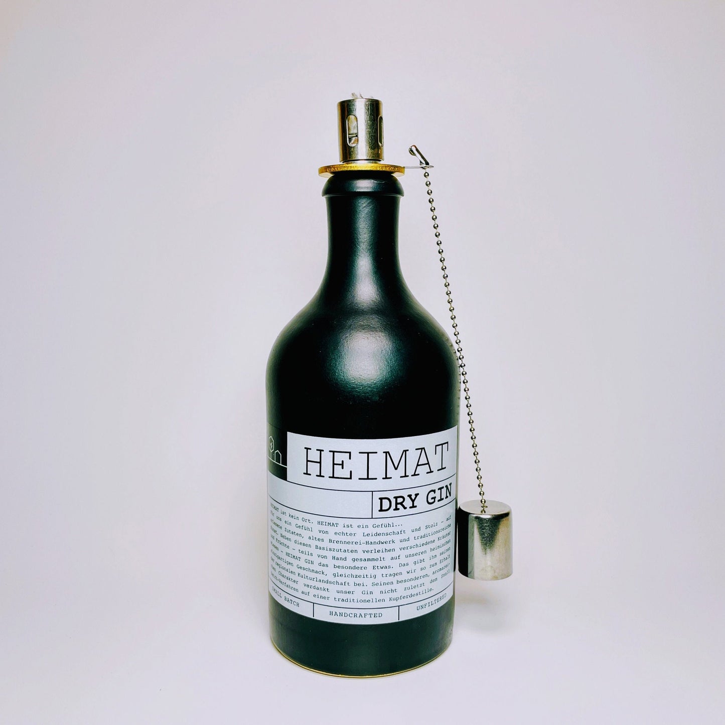 Gin Öllampe “Heimat“ | Handgemachte Öllampe aus Heimat Gin Flaschen | Upcycling | Handgemacht | Individuell | Geschenk | Deko Balkon Garten