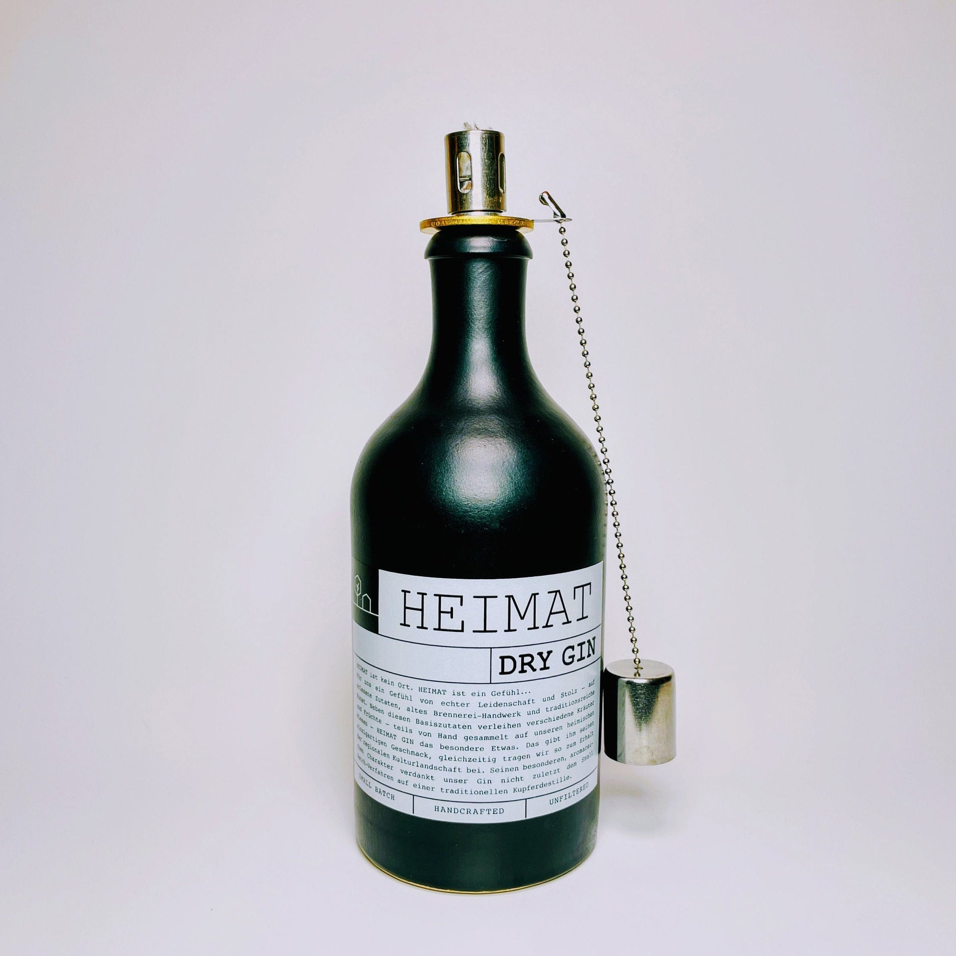 Gin Öllampe “Heimat“ | Handgemachte Öllampe aus Heimat Gin Flaschen | Upcycling | Handgemacht | Individuell | Geschenk | Deko Balkon Garten