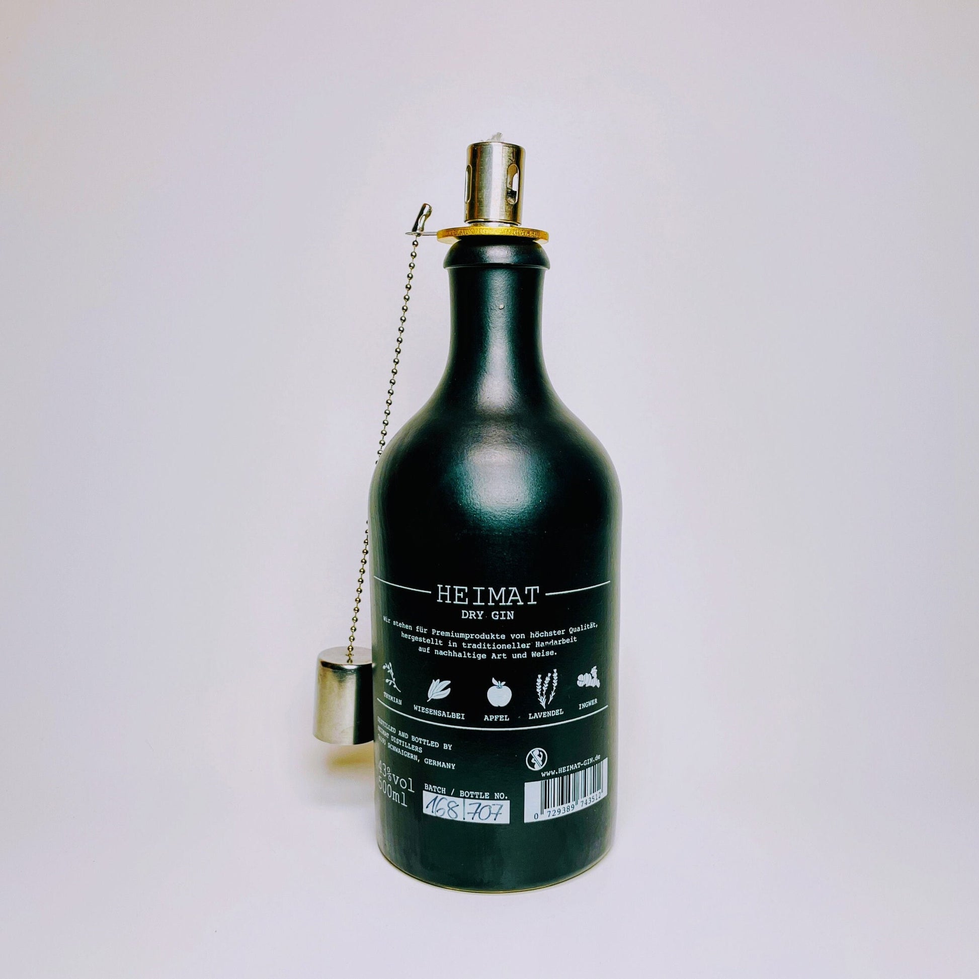 Gin Öllampe “Heimat“ | Handgemachte Öllampe aus Heimat Gin Flaschen | Upcycling | Handgemacht | Individuell | Geschenk | Deko Balkon Garten