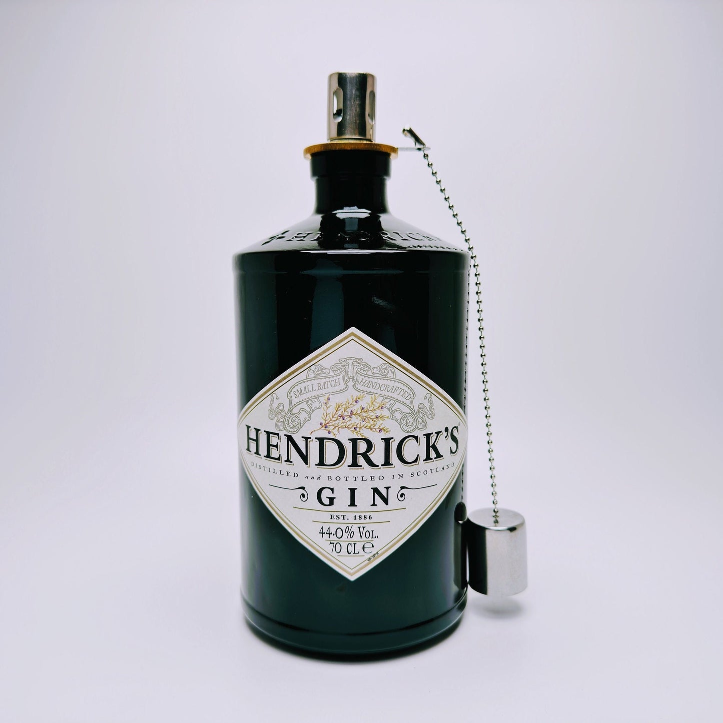 Gin Öllampe “Hendricks“ | Handgefertigte Öllampe aus Hendricks Gin Flaschen | Upcycling Deko | Einzigartiges Geschenk für Gin-Liebhaber