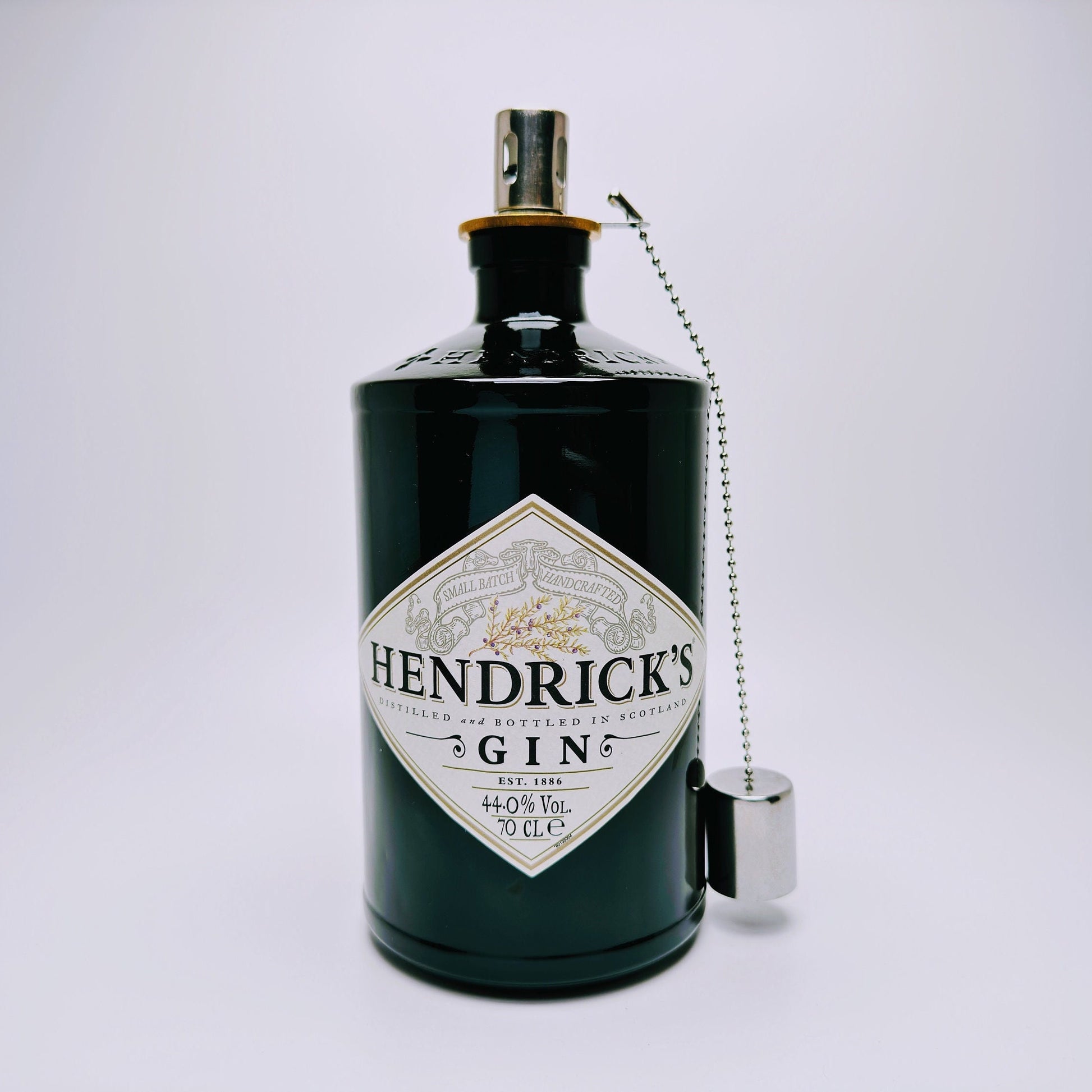 Gin Öllampe “Hendricks“ | Handgefertigte Öllampe aus Hendricks Gin Flaschen | Upcycling Deko | Einzigartiges Geschenk für Gin-Liebhaber