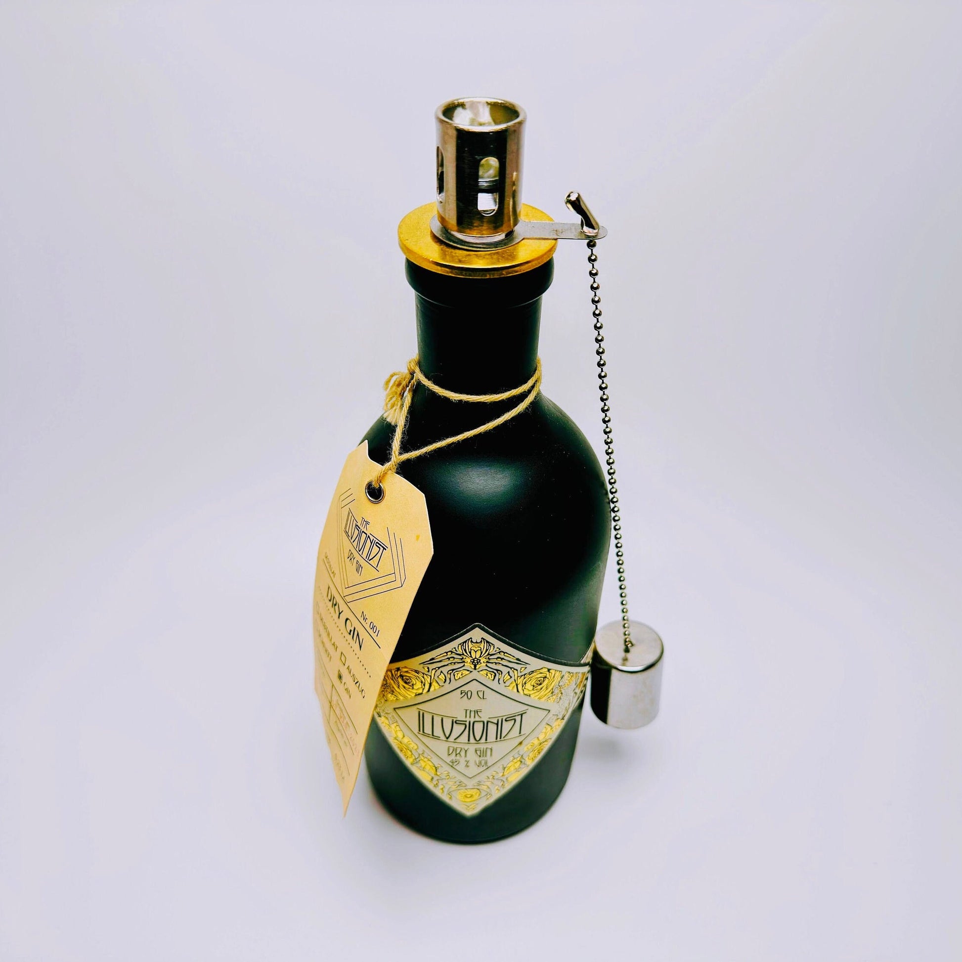 Gin Öllampe “Illusionist“ | Handgemachte Öllampe aus Illusionist Gin Flaschen | Upcycling, handgefertigt, individuell | Deko & Geschenkidee