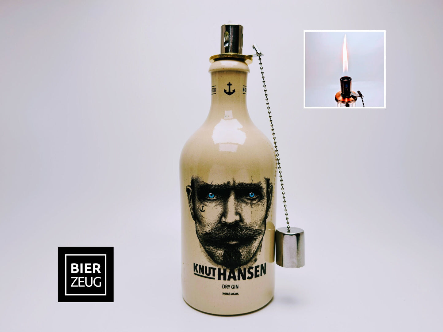 Gin Öllampe “Knut Hansen“ | Handgemachte Öllampe aus Knut Hansen Flaschen | Upcycling | Handgefertigt | Individuell | Geschenk | Deko