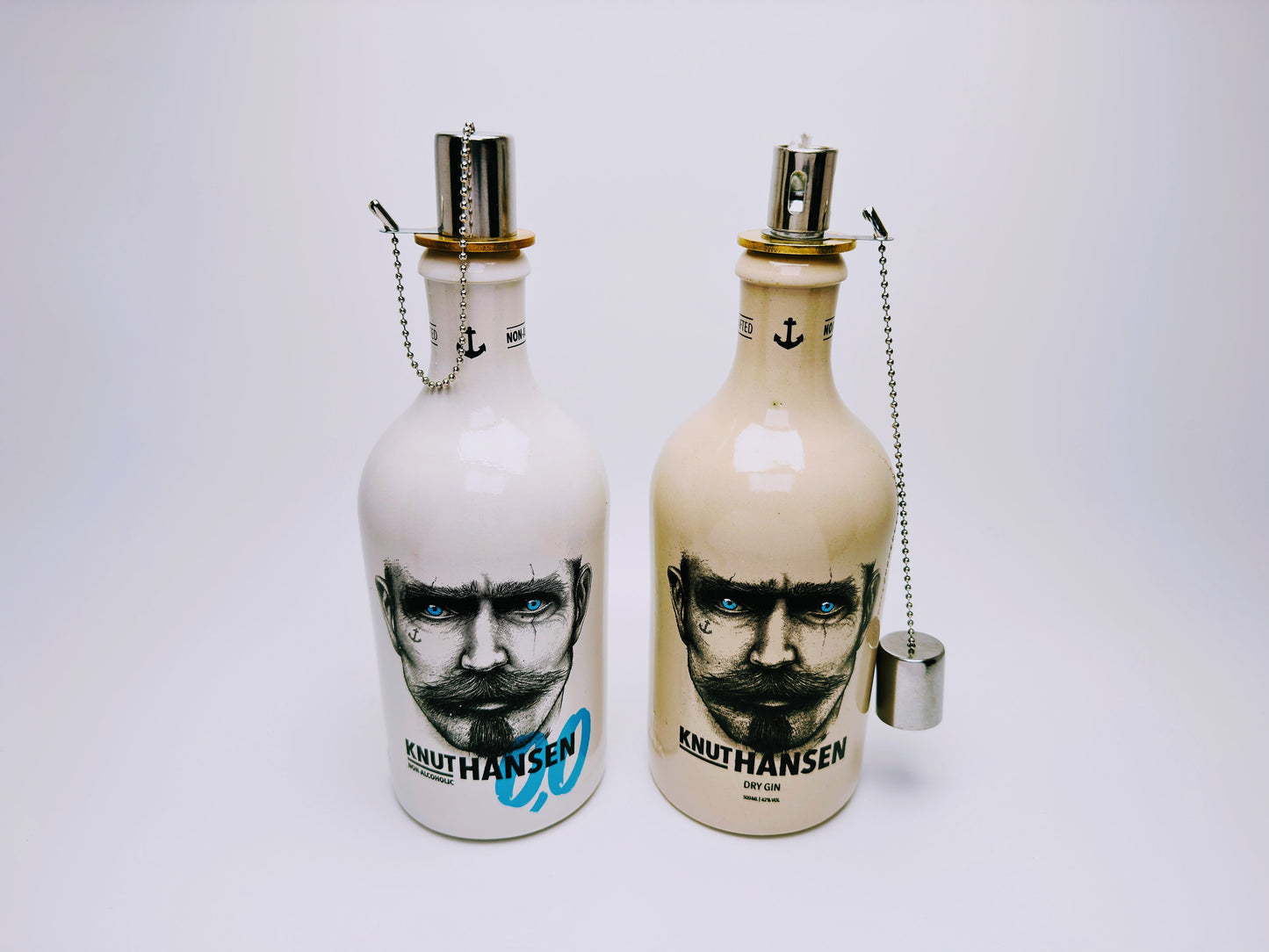 Gin Öllampe “Knut Hansen“ | Handgemachte Öllampe aus Knut Hansen Flaschen | Upcycling | Handgefertigt | Individuell | Geschenk | Deko