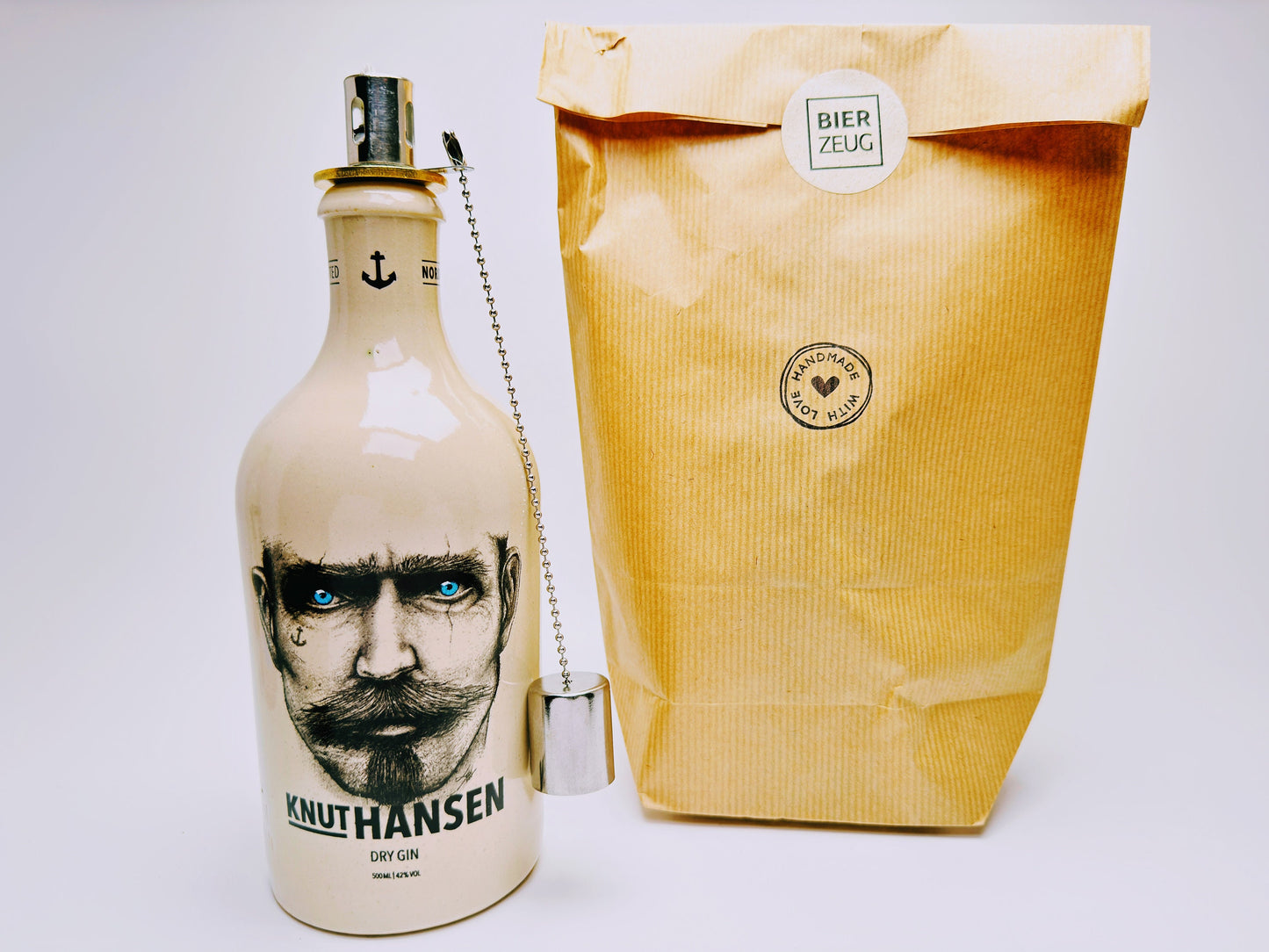 Gin Öllampe “Knut Hansen“ | Handgemachte Öllampe aus Knut Hansen Flaschen | Upcycling | Handgefertigt | Individuell | Geschenk | Deko