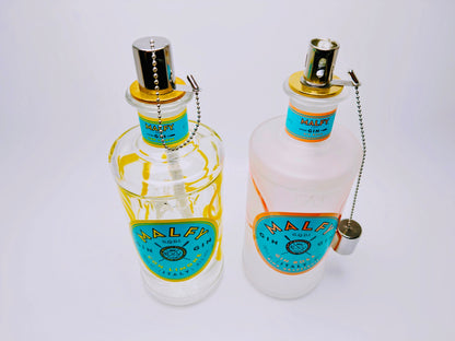 Gin Öllampe “Malfy“ | Handgemachte Öllampe aus Malfy Gin Flaschen | Upcycling | Handgefertigt | Individuell | Geschenk | Deko | H:25cm, 0,7l