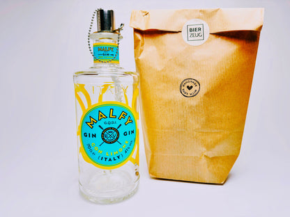Gin Öllampe “Malfy“ | Handgemachte Öllampe aus Malfy Gin Flaschen | Upcycling | Handgefertigt | Individuell | Geschenk | Deko | H:25cm, 0,7l