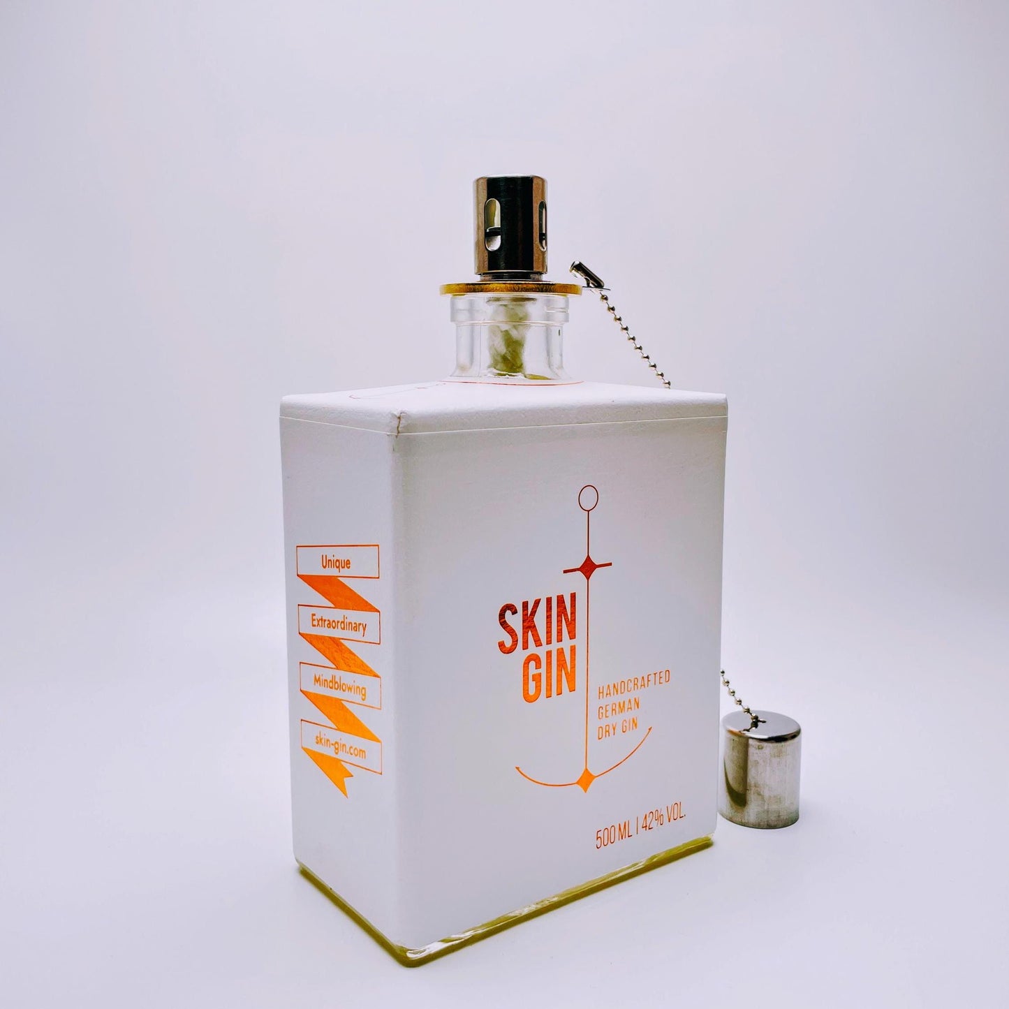 Gin Öllampe “Skin“ | Handgemachte Upcycling Lampe aus Gin Flasche | Vintage Deko | Individuell | Geschenkidee | Nachhaltig & Einzigartig