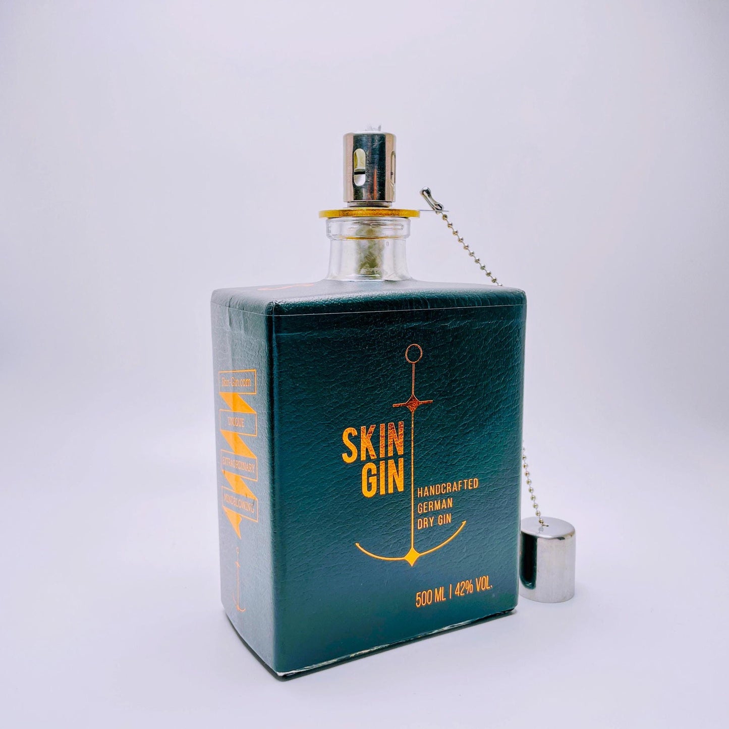 Gin Öllampe “Skin“ | Handgemachte Upcycling Lampe aus Gin Flasche | Vintage Deko | Individuell | Geschenkidee | Nachhaltig & Einzigartig