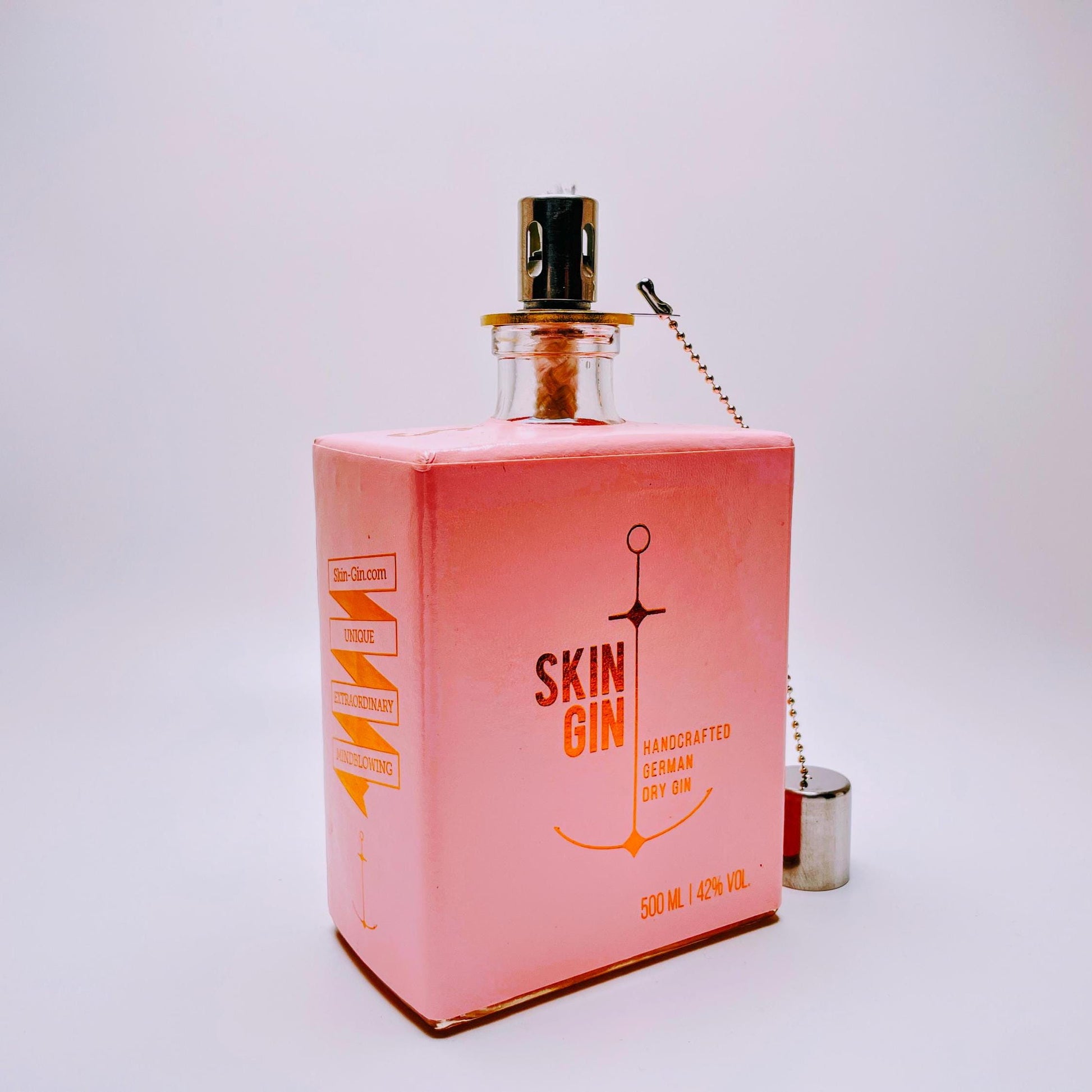 Gin Öllampe “Skin“ | Handgemachte Upcycling Lampe aus Gin Flasche | Vintage Deko | Individuell | Geschenkidee | Nachhaltig & Einzigartig