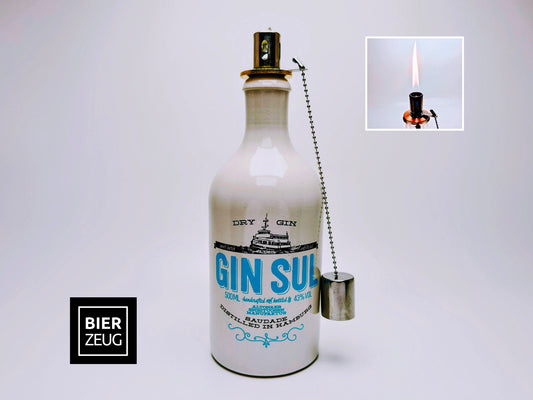 Gin Öllampe “Sul“ | Handgemachte Öllampe aus Gin Sul Flaschen | Upcycling | Handgefertigt | Individuell | Geschenk | Hamburg | Deko | H:24cm