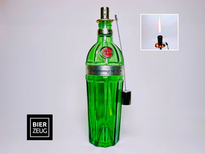 Gin Öllampe “Tanqueray“ | Handgemachte Öllampe aus Tanqueray Gin Flaschen | Upcycling | Handgemacht | Individuell | Geschenk | Deko | H:30cm