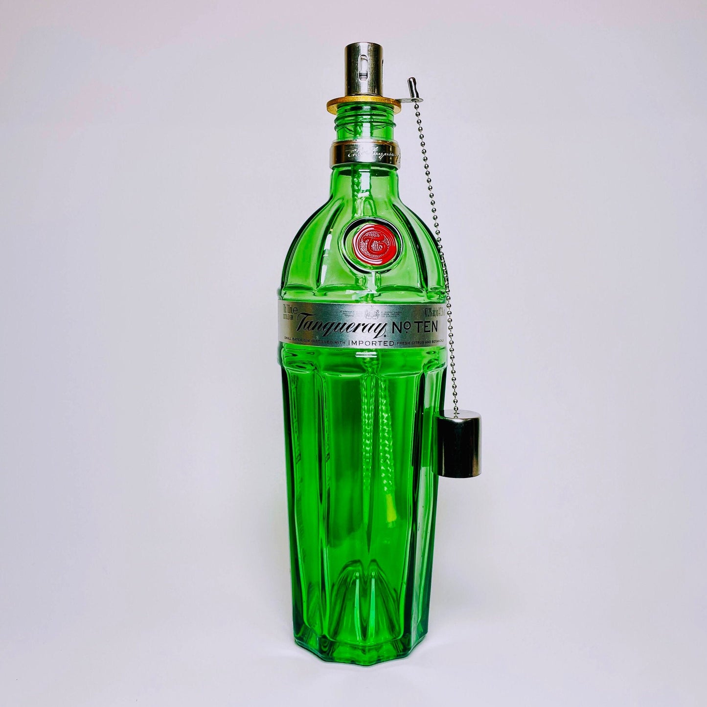 Gin Öllampe “Tanqueray“ | Handgemachte Öllampe aus Tanqueray Gin Flaschen | Upcycling | Handgemacht | Individuell | Geschenk | Deko | H:30cm