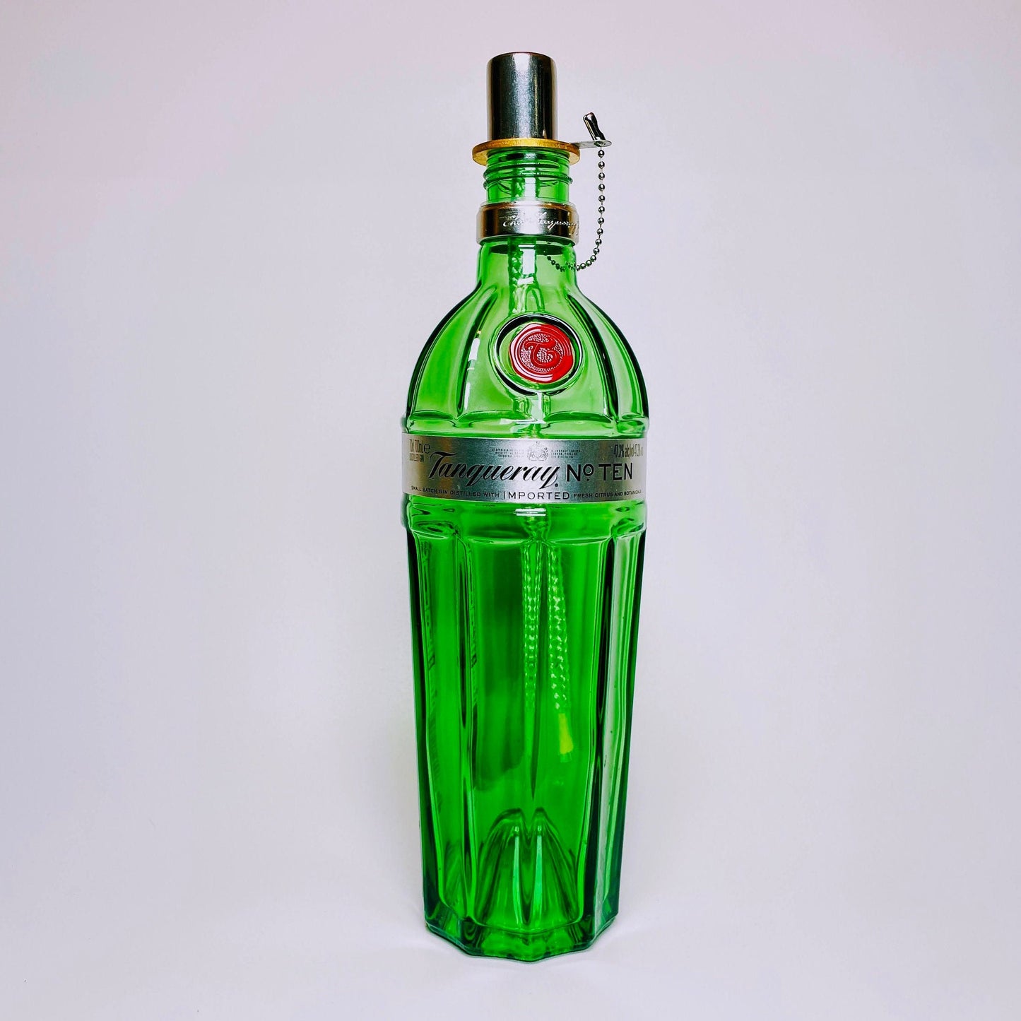 Gin Öllampe “Tanqueray“ | Handgemachte Öllampe aus Tanqueray Gin Flaschen | Upcycling | Handgemacht | Individuell | Geschenk | Deko | H:30cm