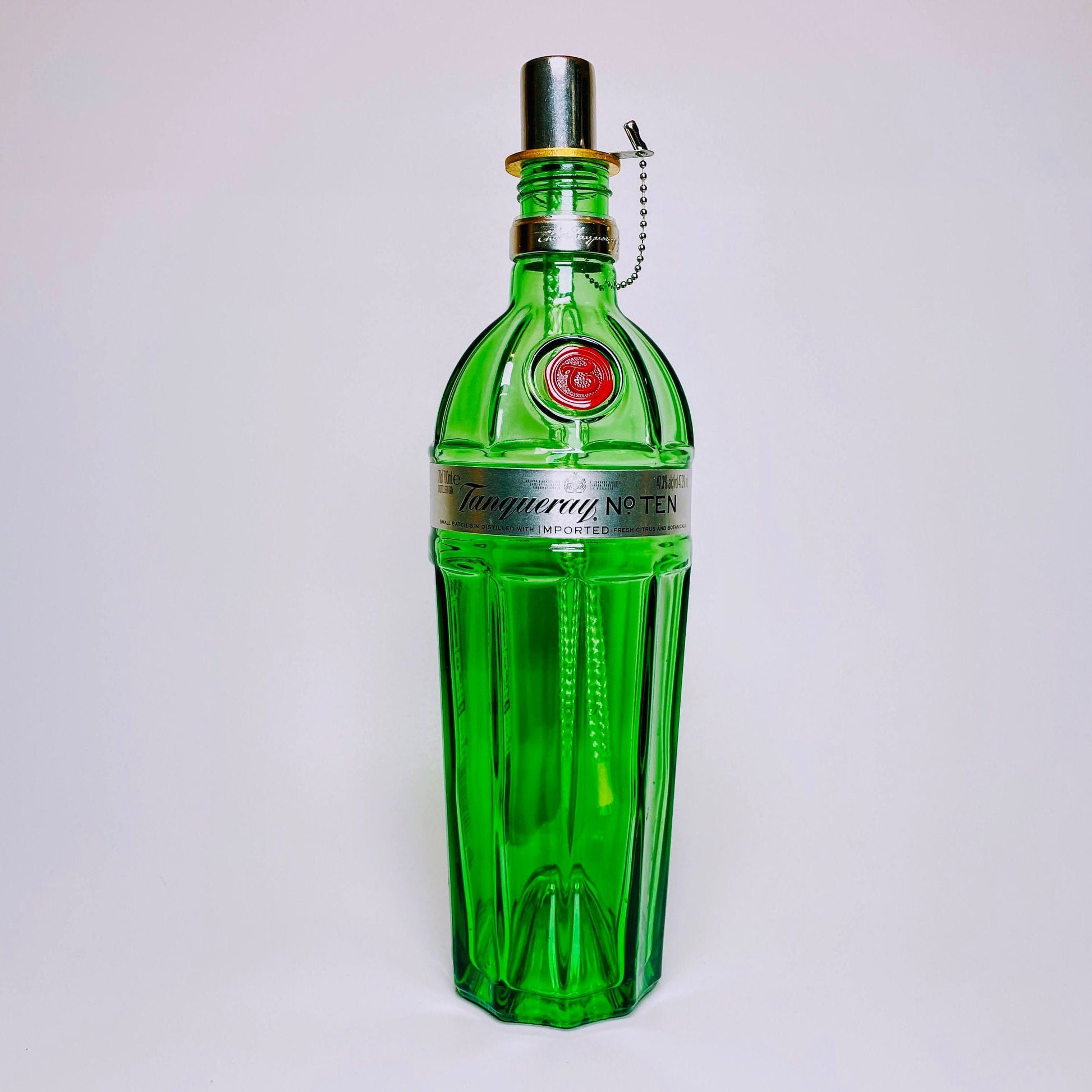 Gin Öllampe “Tanqueray“ | Handgemachte Öllampe aus Tanqueray Gin Flaschen | Upcycling | Handgemacht | Individuell | Geschenk | Deko | H:30cm