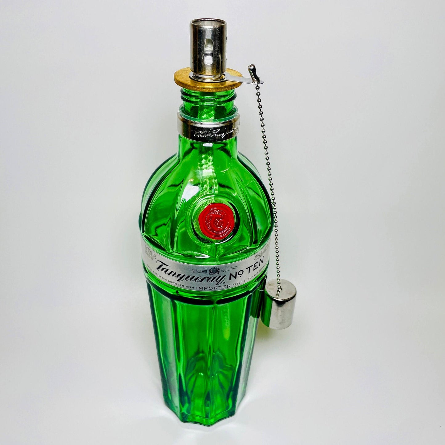 Gin Öllampe “Tanqueray“ | Handgemachte Öllampe aus Tanqueray Gin Flaschen | Upcycling | Handgemacht | Individuell | Geschenk | Deko | H:30cm