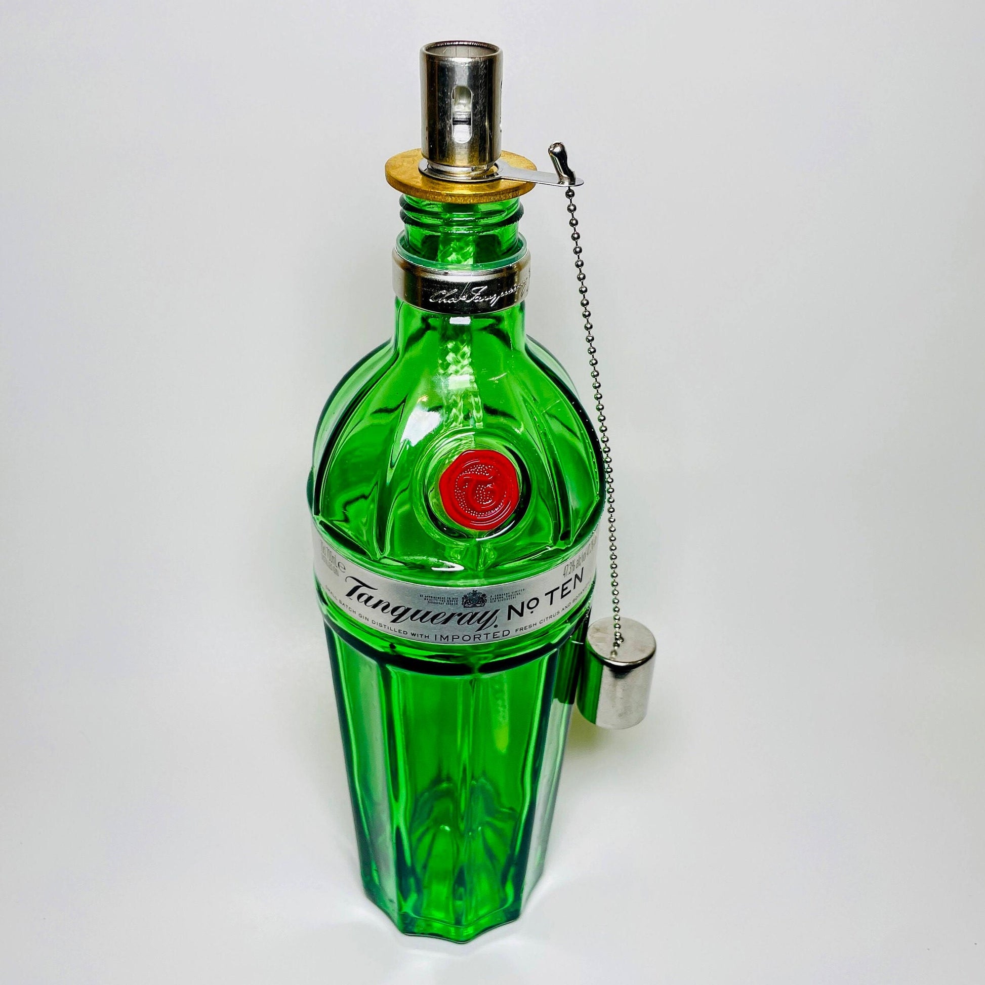 Gin Öllampe “Tanqueray“ | Handgemachte Öllampe aus Tanqueray Gin Flaschen | Upcycling | Handgemacht | Individuell | Geschenk | Deko | H:30cm