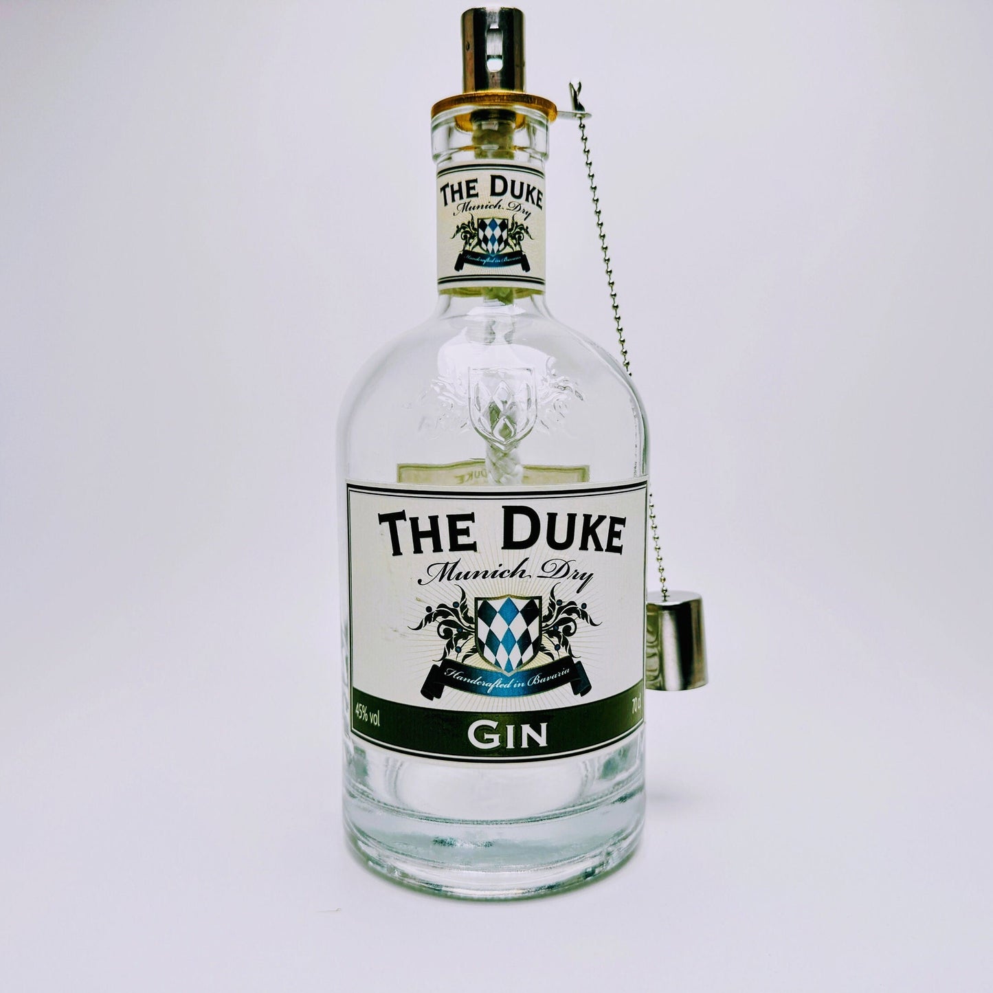 Gin Öllampe “The Duke“ | Handgemachte Öllampe aus The Duke Gin Flaschen | Upcycling | Handgemacht | Individuell | Geschenk | Deko | H:25cm