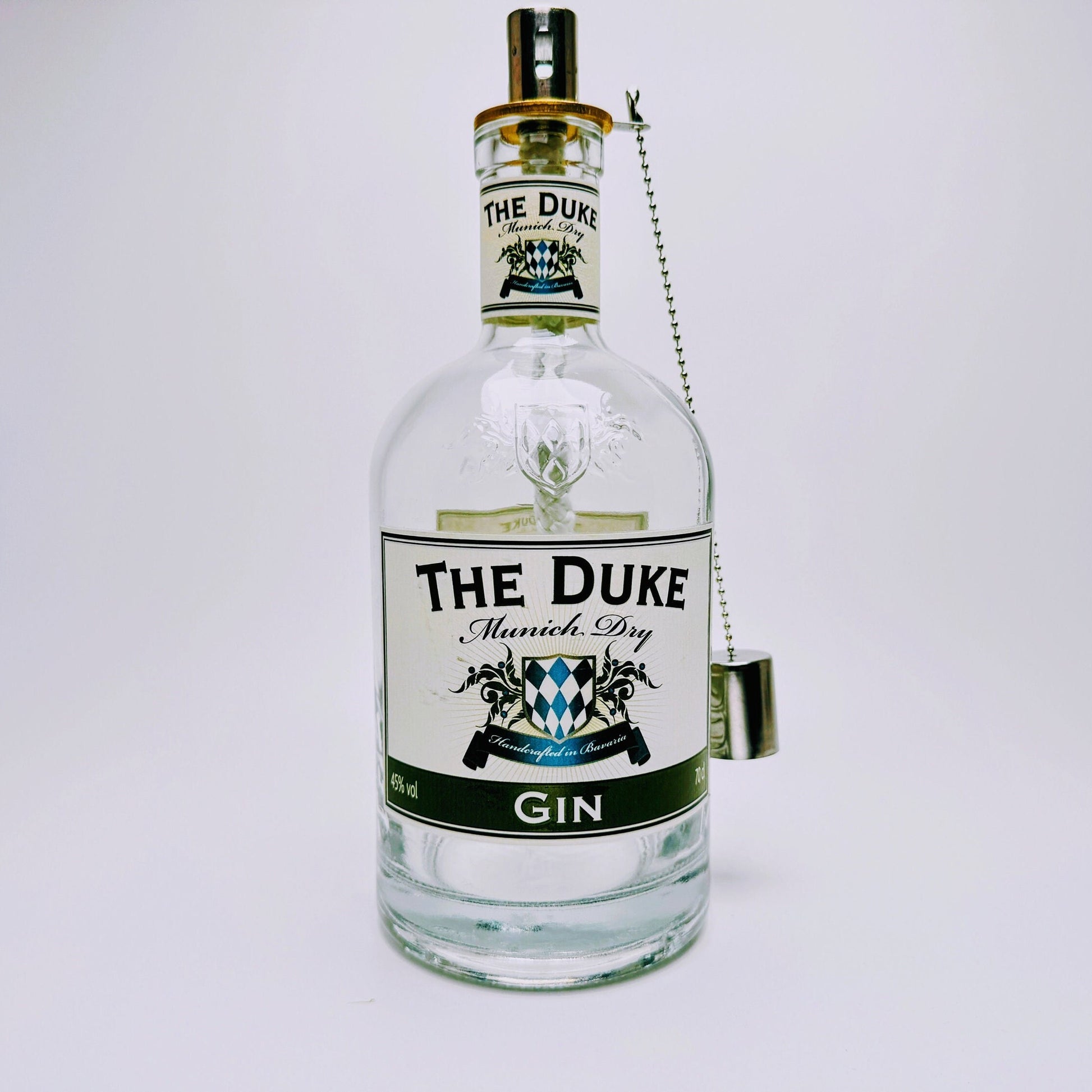 Gin Öllampe “The Duke“ | Handgemachte Öllampe aus The Duke Gin Flaschen | Upcycling | Handgemacht | Individuell | Geschenk | Deko | H:25cm