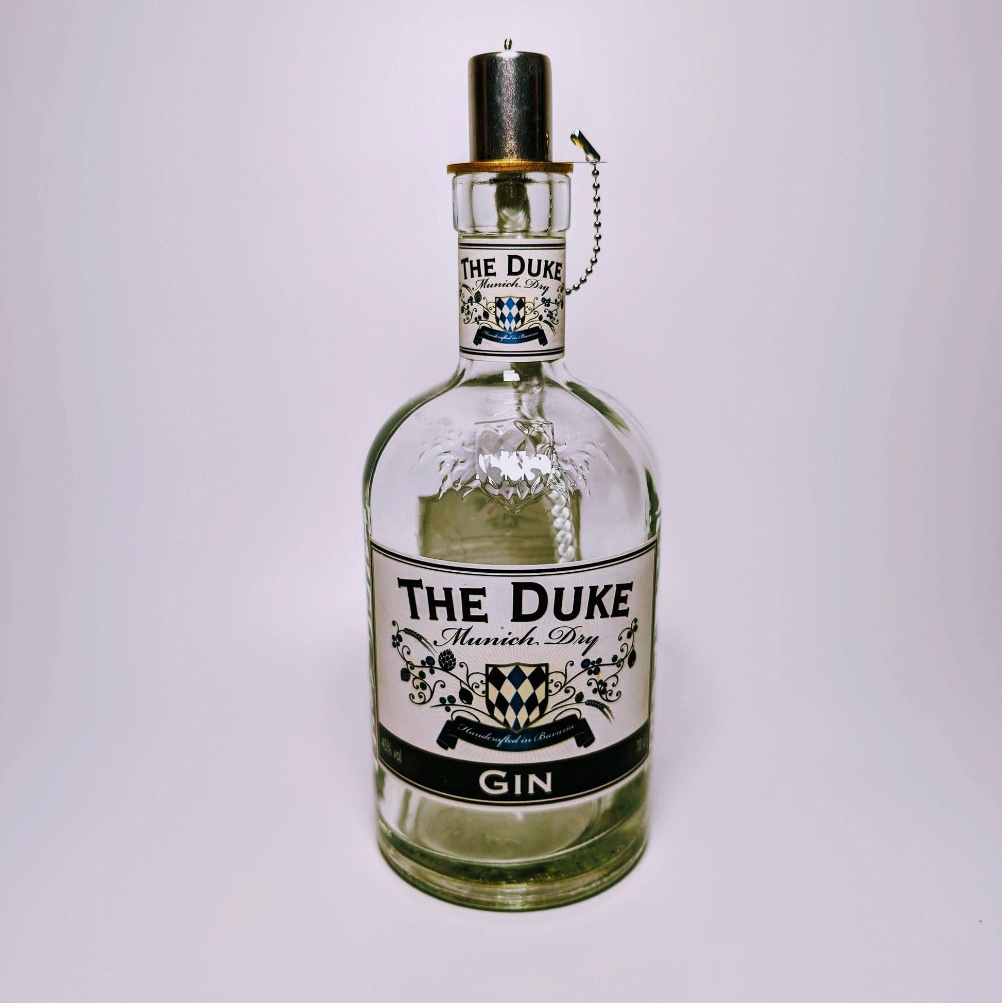 Gin Öllampe “The Duke“ | Handgemachte Öllampe aus The Duke Gin Flaschen | Upcycling | Handgemacht | Individuell | Geschenk | Deko | H:25cm