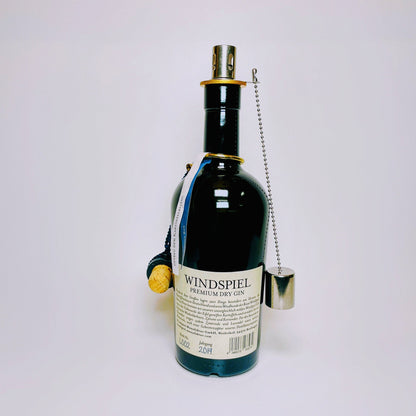 Gin Öllampe “Windspiel“ | Handgemachte Öllampe aus Windspiel Gin Flasche | Upcycling | Individuell | Geschenk | Windhund | Balkon | Deko