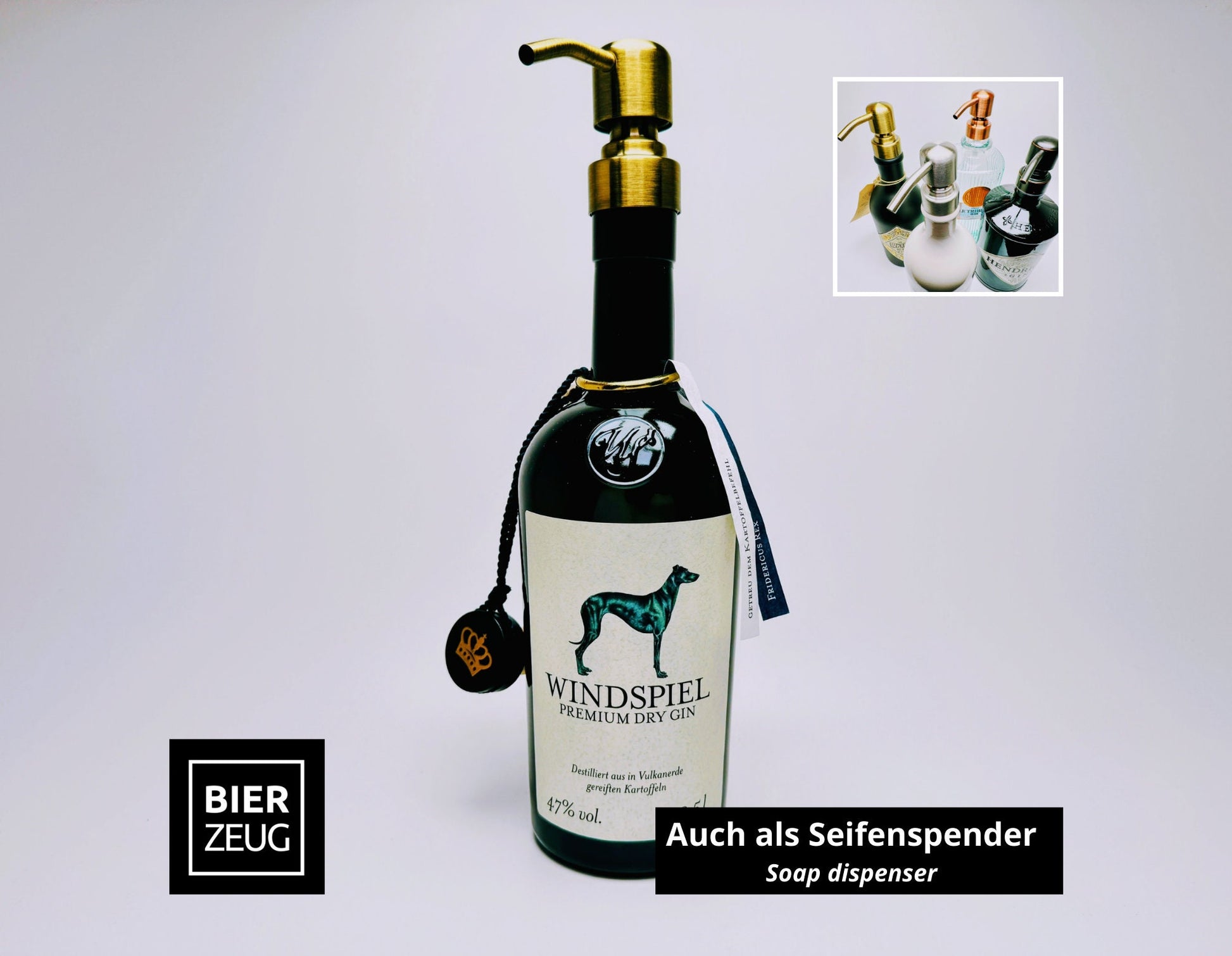 Gin Öllampe “Windspiel“ | Handgemachte Öllampe aus Windspiel Gin Flasche | Upcycling | Individuell | Geschenk | Windhund | Balkon | Deko