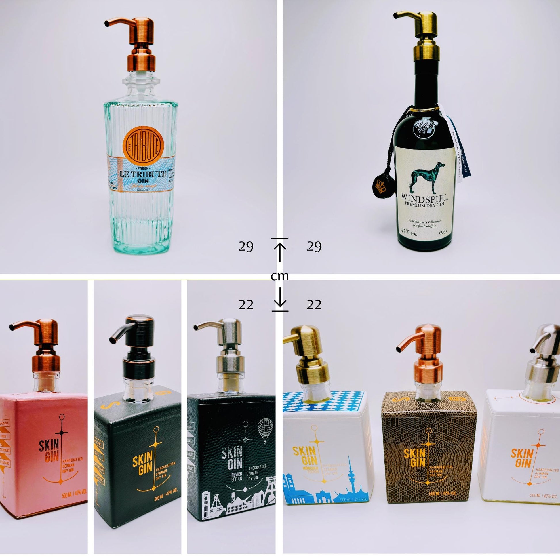 Gin-Seifenspender - Upcycling Pumpspender aus Gin-Flaschen | Nachfüllbar | Nachhaltiges Geschenk für Bad, Küche & Bartpflege | Bad Deko