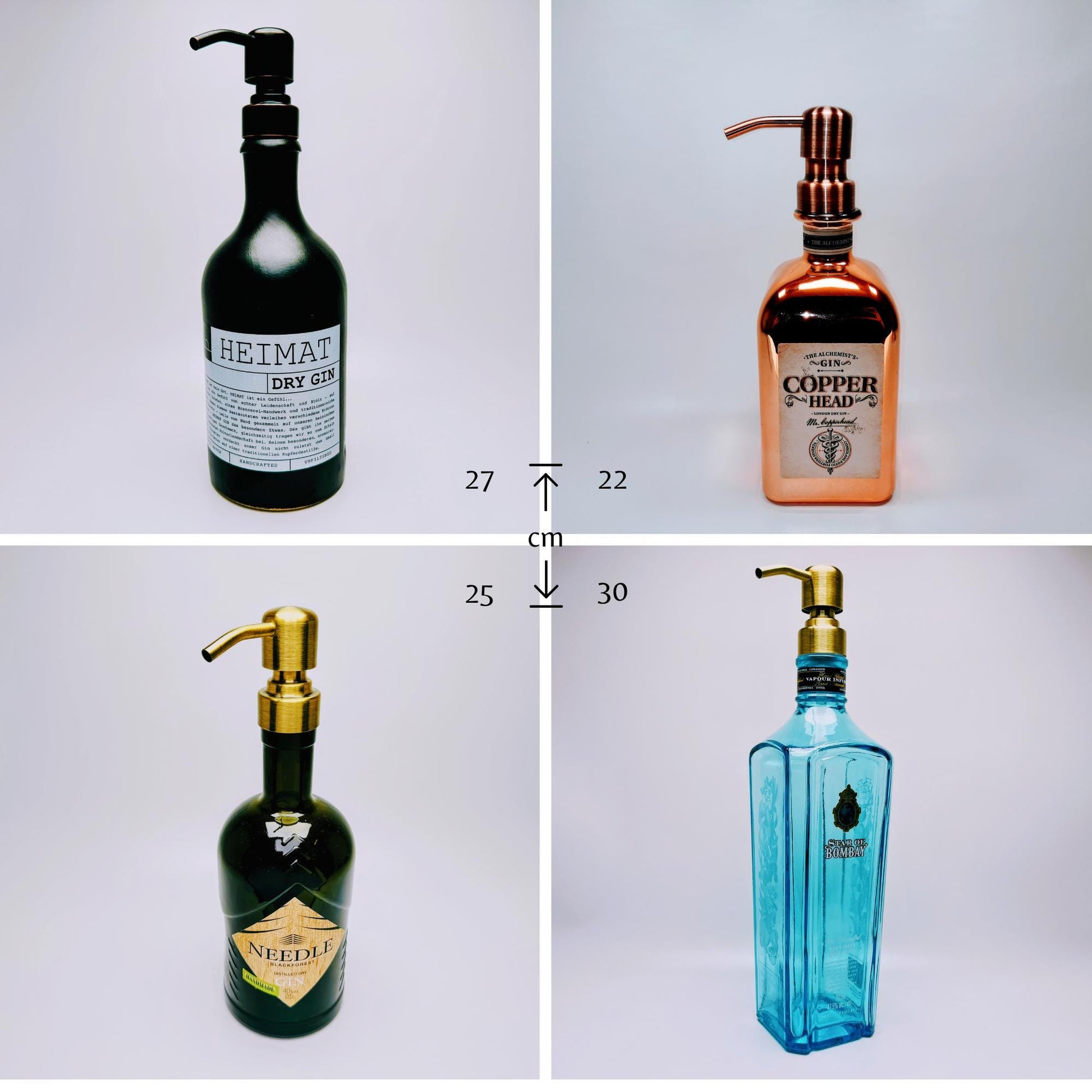 Gin-Seifenspender - Upcycling Pumpspender aus Gin-Flaschen | Nachfüllbar | Nachhaltiges Geschenk für Bad, Küche & Bartpflege | Bad Deko