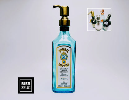 Gin-Seifenspender "Bombay Bubbles" | Handgemachter Upcycling Pumpspender aus Bombay Ginflasche | Nachfüllbar | Bad Deko Geschenk aus England