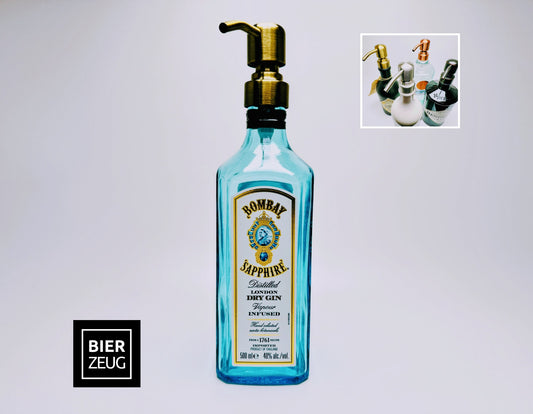 Gin-Seifenspender "Bombay Bubbles" | Handgemachter Upcycling Pumpspender aus Bombay Ginflasche | Nachfüllbar | Bad Deko Geschenk aus England