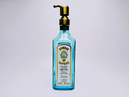 Gin-Seifenspender "Bombay Bubbles" | Handgemachter Upcycling Pumpspender aus Bombay Ginflasche | Nachfüllbar | Bad Deko Geschenk aus England