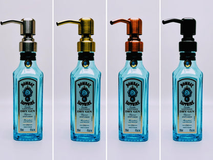 Gin-Seifenspender "Bombay Bubbles" | Handgemachter Upcycling Pumpspender aus Bombay Ginflasche | Nachfüllbar | Bad Deko Geschenk aus England