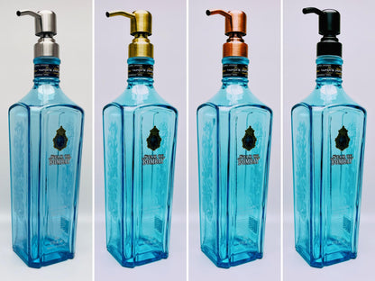 Gin-Seifenspender "Bombay Bubbles" | Handgemachter Upcycling Pumpspender aus Bombay Ginflasche | Nachfüllbar | Bad Deko Geschenk aus England