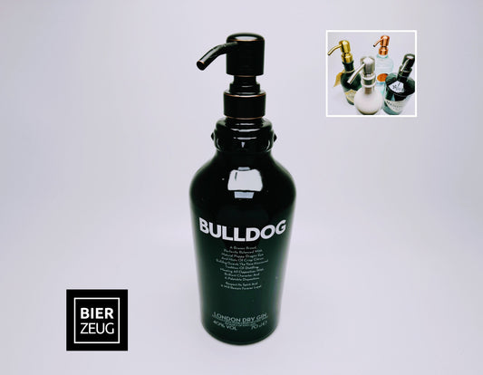 Gin-Seifenspender “Bulldog Brilliance“ | Upcycling Pumpspender aus Bulldog Gin-Flasche | Nachfüllbar mit Seife | Bad Deko Geschenk England