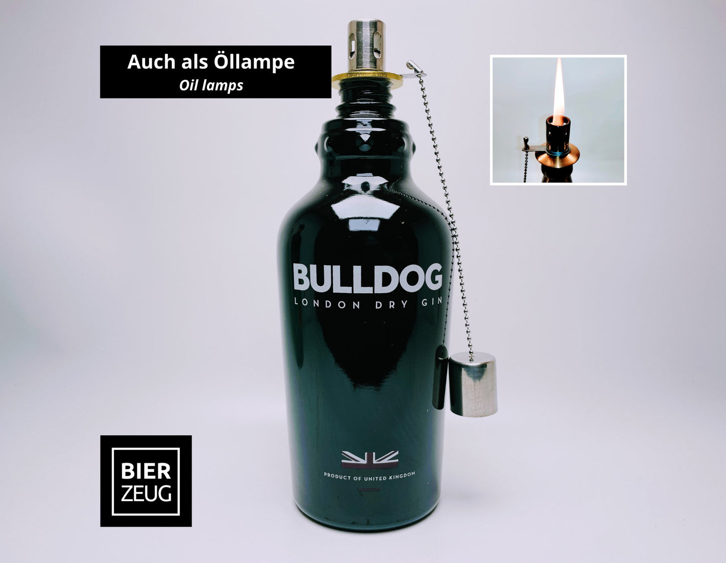 Gin-Seifenspender “Bulldog Brilliance“ | Upcycling Pumpspender aus Bulldog Gin-Flasche | Nachfüllbar mit Seife | Bad Deko Geschenk England