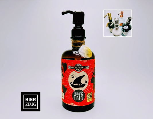 Gin-Seifenspender “Hamburg-Zanzibar“ | Upcycling Pumpspender aus Ginflasche | Nachfüllbar | Maritimes Geschenk | Bad Deko Hamburg Afrika