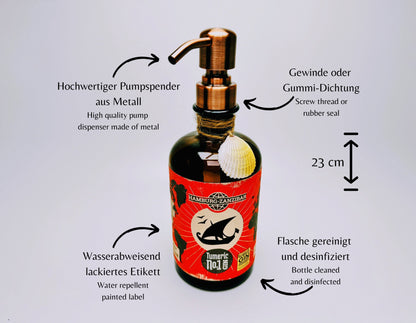 Gin-Seifenspender “Hamburg-Zanzibar“ | Upcycling Pumpspender aus Ginflasche | Nachfüllbar | Maritimes Geschenk | Bad Deko Hamburg Afrika