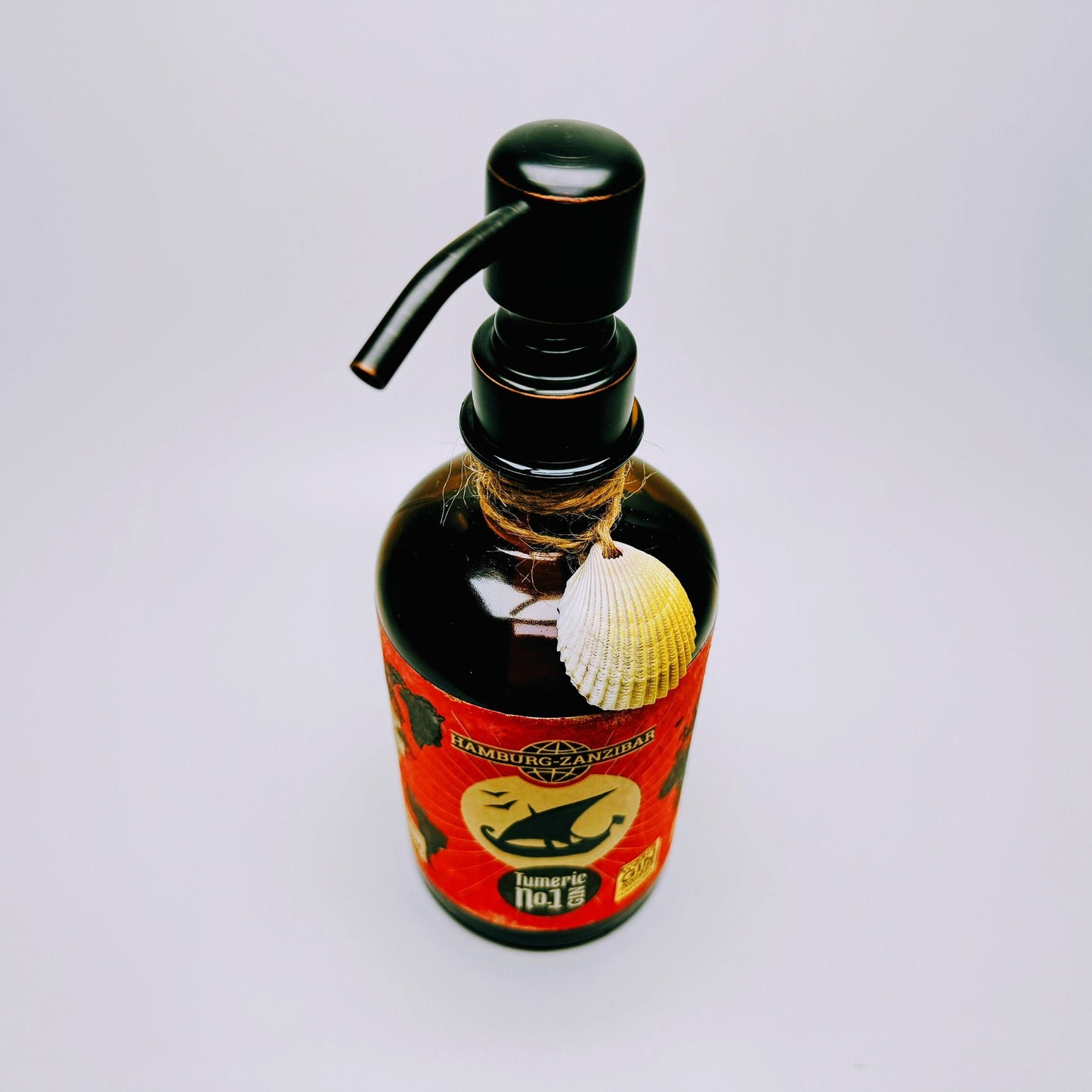 Gin-Seifenspender “Hamburg-Zanzibar“ | Upcycling Pumpspender aus Ginflasche | Nachfüllbar | Maritimes Geschenk | Bad Deko Hamburg Afrika