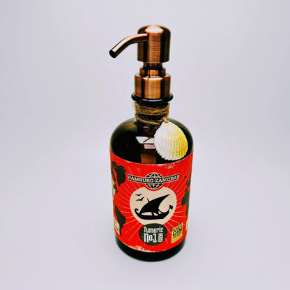Gin-Seifenspender “Hamburg-Zanzibar“ | Upcycling Pumpspender aus Ginflasche | Nachfüllbar | Maritimes Geschenk | Bad Deko Hamburg Afrika