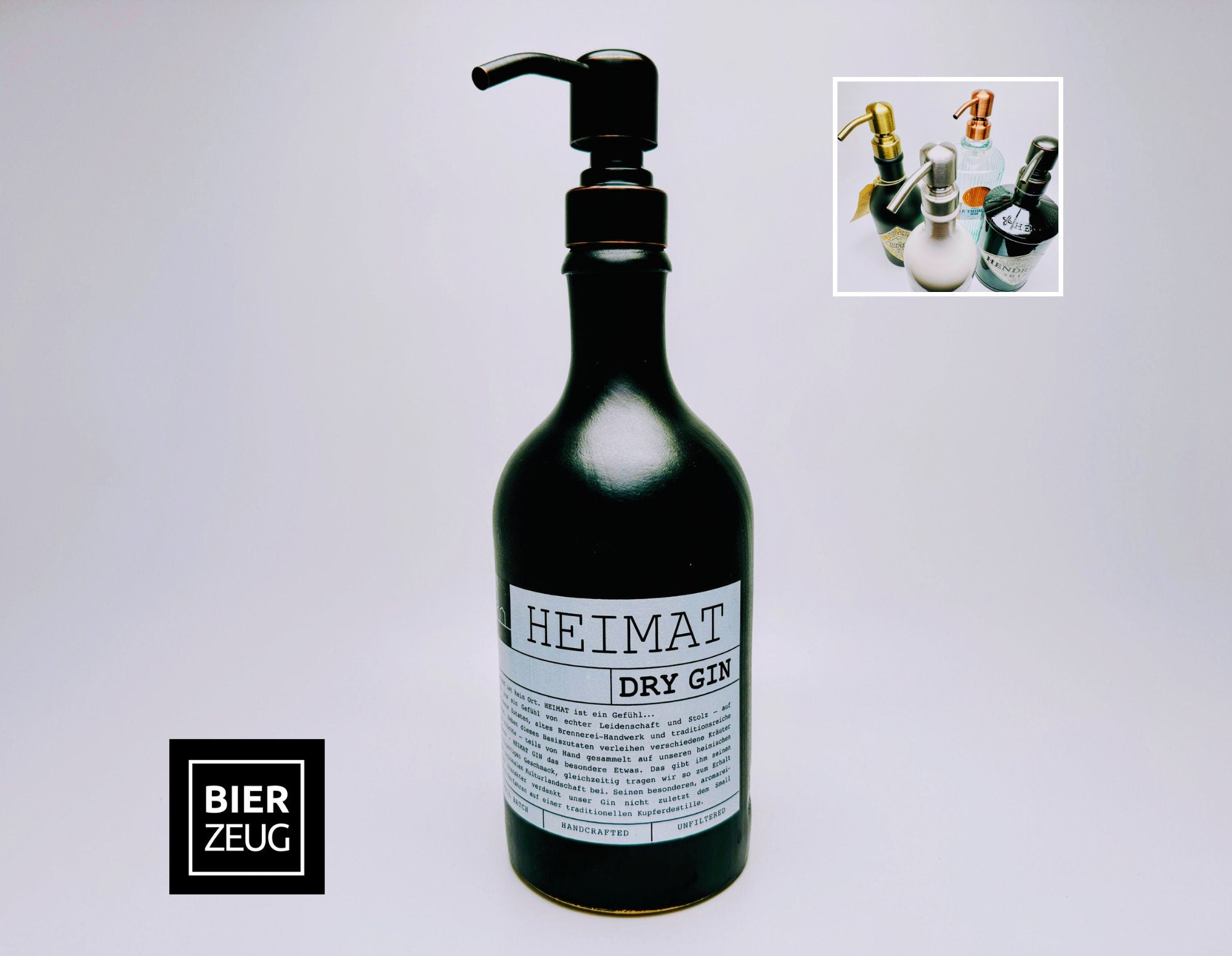 Gin-Seifenspender “Heimat” | Upcycling Pumpspender aus Heimat Gin ...